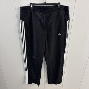 Men’s L Adidas 2006 Track Pants Drawstring Black‎ White 3 Stripe (D22)